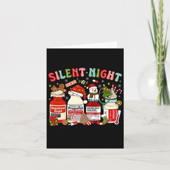 Retro Profol Silent Night Icu Nurses Funny Merry C Karte (Vorderseite)
