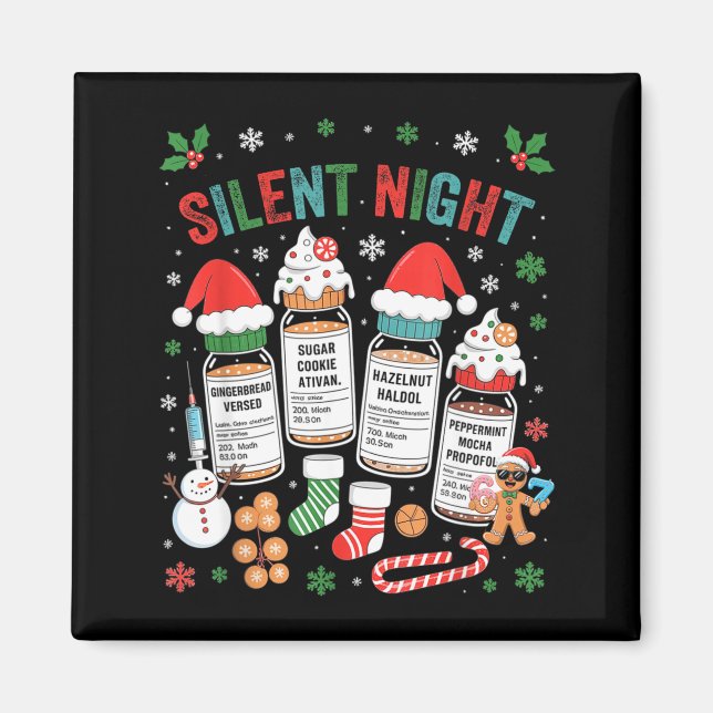 Retro Profol Silent Night Icu Nurses Funny Merry C Magnet (Vorne)