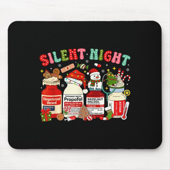 Retro Profol Silent Night Icu Nurses Funny Merry C Mousepad (Vorne)