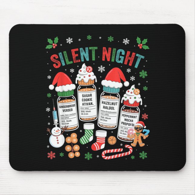Retro Profol Silent Night Icu Nurses Funny Merry C Mousepad (Vorne)