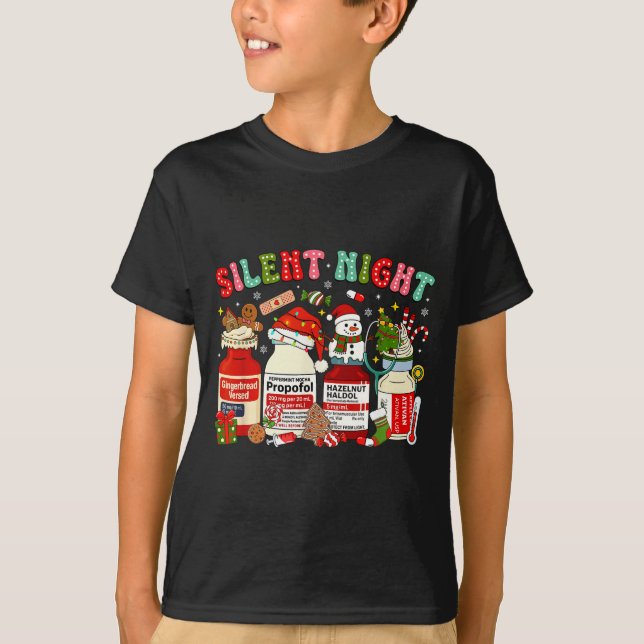 Retro Profol Silent Night Icu Nurses Funny Merry C T-Shirt (Vorderseite)