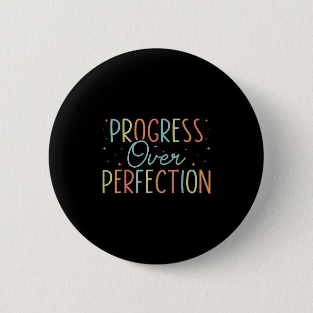 Retro Progress Over Perfection Motivational Quote  Button (Vorderseite)