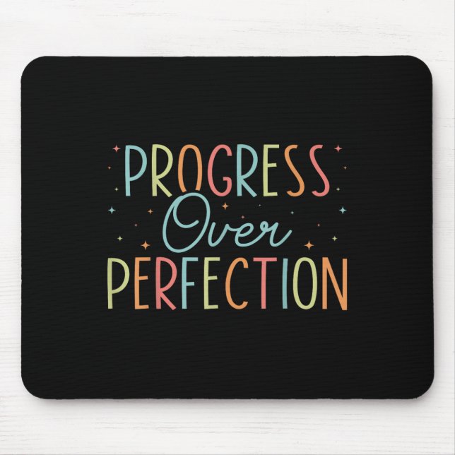 Retro Progress Over Perfection Motivational Quote  Mousepad (Vorne)