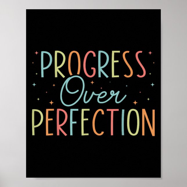 Retro Progress Over Perfection Motivational Quote  Poster (Vorne)