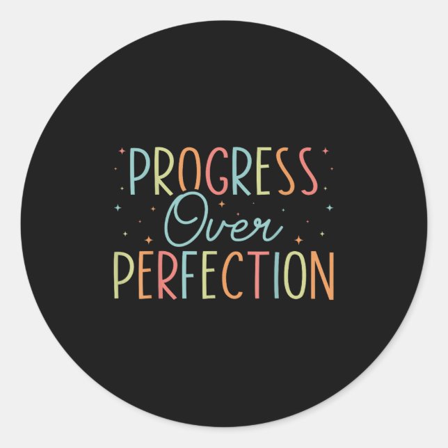 Retro Progress Over Perfection Motivational Quote  Runder Aufkleber (Vorderseite)