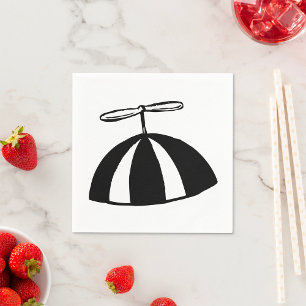 Retro Propeller Beanie Whimsical Schwarz und Weiß Serviette