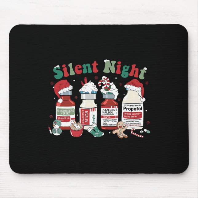 Retro Propofol Silent Night Icu Nurses Funny Merry Mousepad (Vorne)