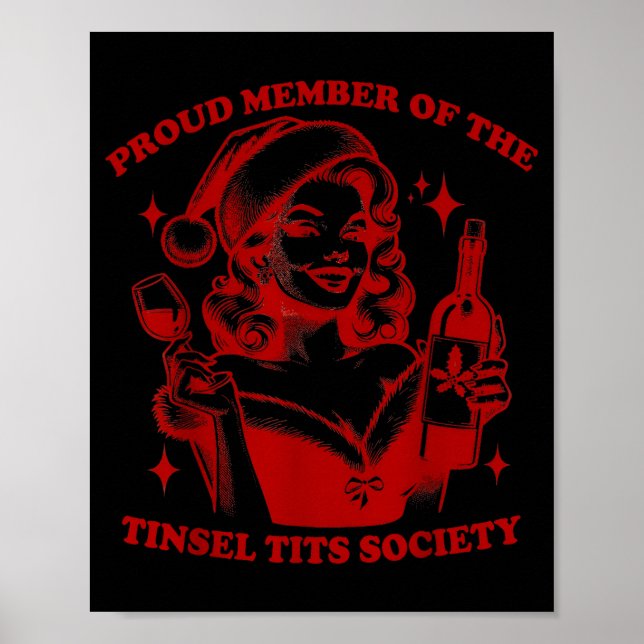 Retro Proud Member Of Tinsel Society Lady Christma Poster (Vorne)