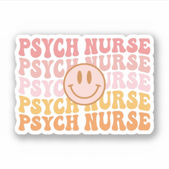 Retro Psych Nurse, Geschenk für Psychiatrische Kra Aufkleber (Vorderseite)