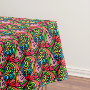 Retro Psychedelic 60er Pattern Rectangle Tischdecke