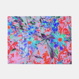 Retro Psychedelic Aqua Green und Orange Blume Fußmatte