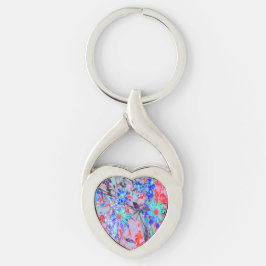 Retro Psychedelic Aqua Green und Orange Blume Schlüsselanhänger