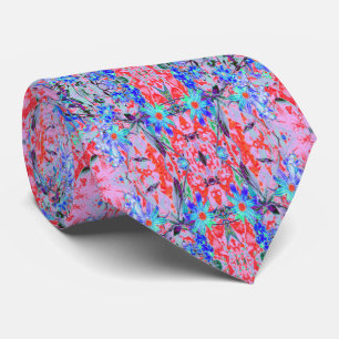 Retro Psychedelic Aqua und Orange Blume Krawatte