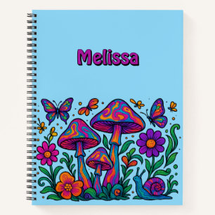 Retro Psychedelic Blume & Pilze Notizbuch