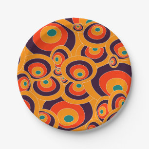 Retro Psychedelic Circles Muster dekorativ Pappteller