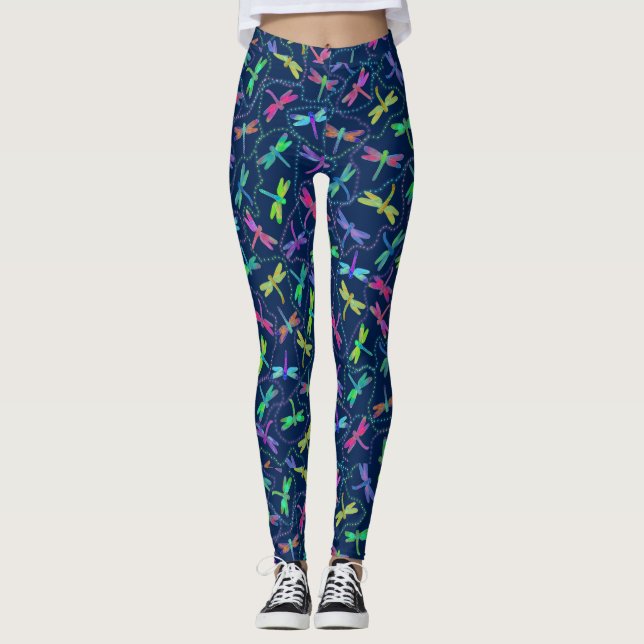 Retro Psychedelic Cutedragonfly Leggings (Vorderseite)