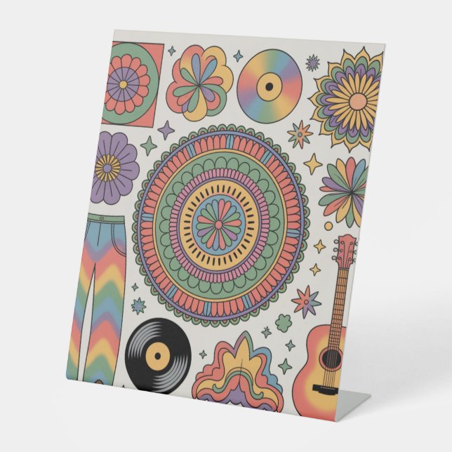 Retro Psychedelic Groovy Ästhetik Sockelschild (Vorderseite)