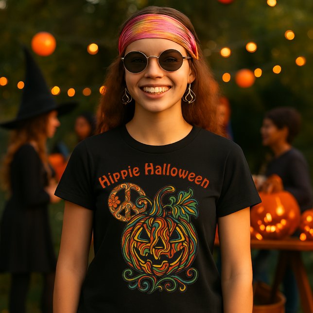 Retro Psychedelic Hippie Halloween Jack o' Lantern T-Shirt (Von Creator hochgeladen)
