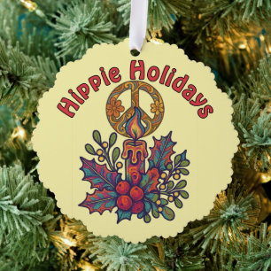 Retro Psychedelic Hippie Weihnachten Ornament Karte