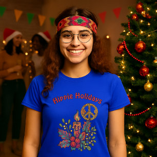 Retro Psychedelic Hippie Weihnachten T-Shirt