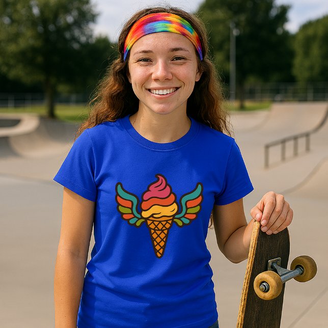 Retro Psychedelic Ice Creme Cone mit Flügeln T-Shirt (Von Creator hochgeladen)