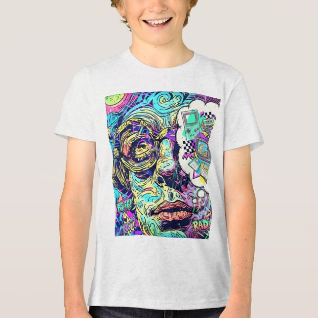 Retro Psychedelic Kids Childrens T-Shirt Tri-Blend Shirt (Vorderseite)