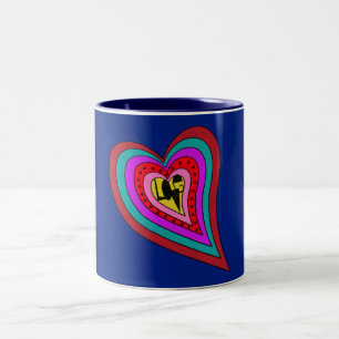 Retro Psychedelic Liebe Heart Coffee Tasse