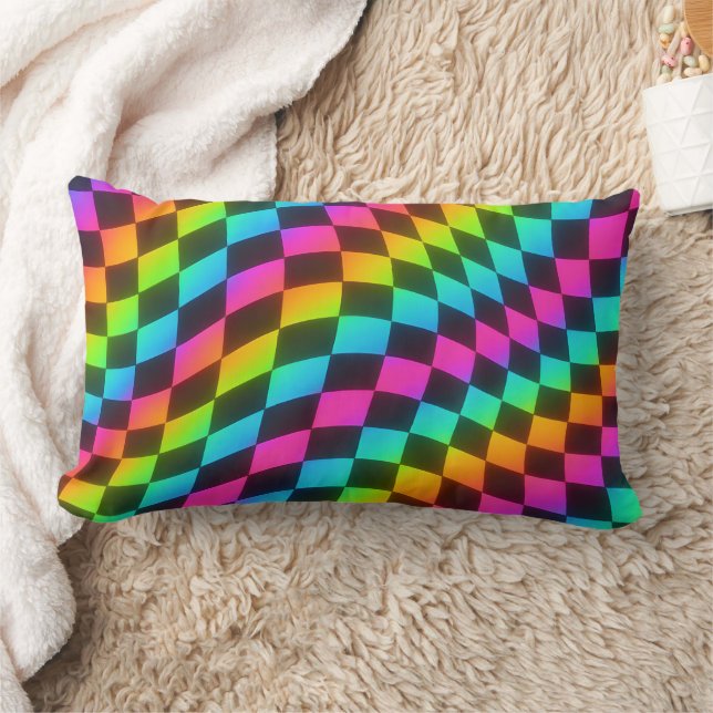 Retro Psychedelic Lumbar Vibe Pillow Lendenkissen (Decke)