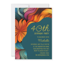 Retro Psychedelic Orange Aquamarin Modern 40. Gebu