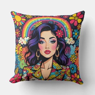 Retro Psychedelic Pop Art Throw Kissen - Lebhaft