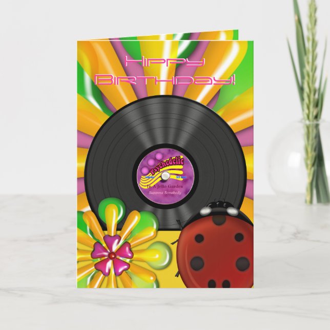 Retro Psychedelic Vinyl Record Personalisiert Card Karte (Vorderseite)