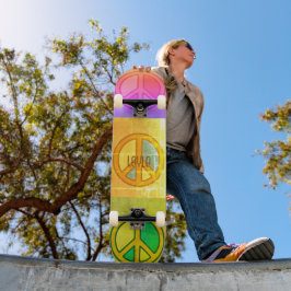 Retro psychedelische bunte Friedenszeichen Unisex Skateboard
