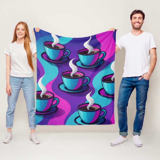 Retro-psychedelische Kaffeetassen-Decke, kräftiges Fleecedecke (Beispiel)
