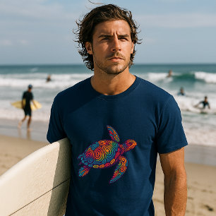 Retro-psychedelische Kunst der Meeresschildkröte T-Shirt