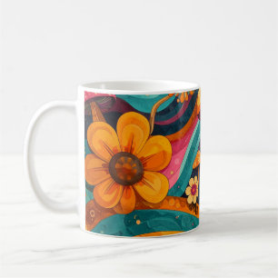 Retro-psychedelische Schwirbel Pilze Vintage-Kaffe Kaffeetasse
