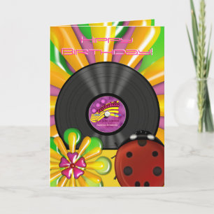 Retro-psychedelische Vinyl-Schallplatten-Personali Karte
