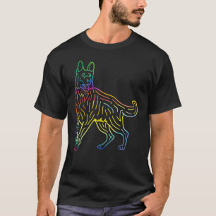 Retro-psychedelischer Deutscher Schäferhund Alsati T-Shirt