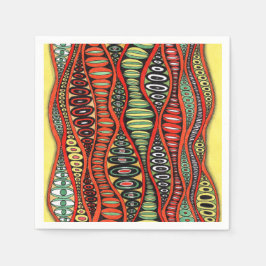 Retro-psychedelisches abstraktes Wellenmuster-Papi Serviette