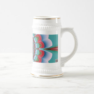 Retro-psychedelisches Mandala-Blüten-Abstraktkunst Bierglas