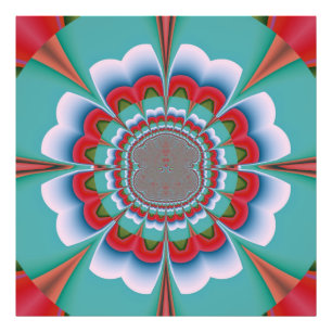 Retro-psychedelisches Mandala-Blüten-Abstraktkunst Fotodruck