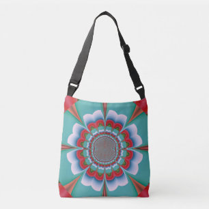 Retro-psychedelisches Mandala-Blüten-Abstraktkunst Tragetaschen Mit Langen Trägern