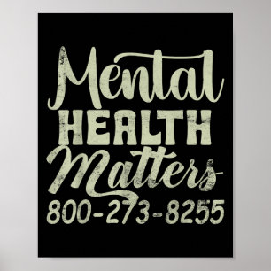 Retro Psychische Gesundheit S 0800-273-8255 Bewuss Poster