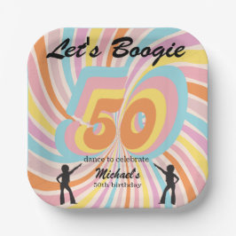 Retro Psycho Boogie Colorful Men's 50th birthday Pappteller