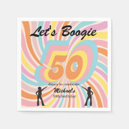 Retro Psycho Boogie Colorful Men's 50th birthday Serviette