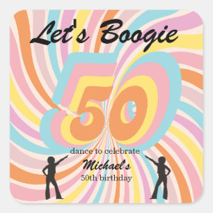 Retro Psycho Boogie Farbige Herren 50. Geburtstag Quadratischer Aufkleber