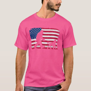 Retro Pudel Hund 4. Juli US amerikanische Flagge P T-Shirt