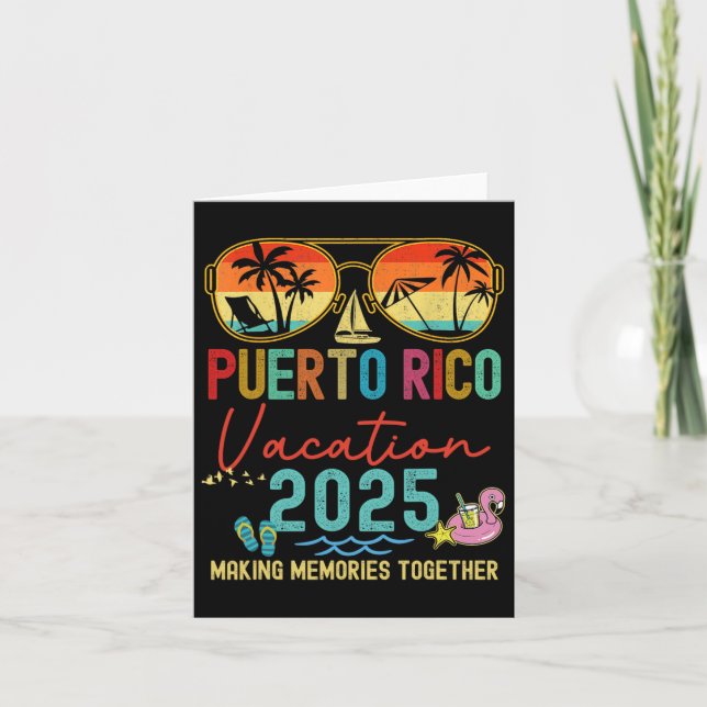 Retro Puerto Rico Urlaub 2025 Erinnerungen Matchin Karte (Vorderseite)