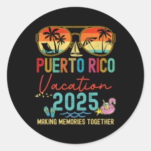 Retro Puerto Rico Urlaub 2025 Erinnerungen Matchin Runder Aufkleber
