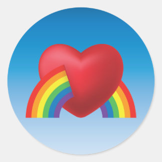 Retro Puffy Heart and Rainbow Sticker