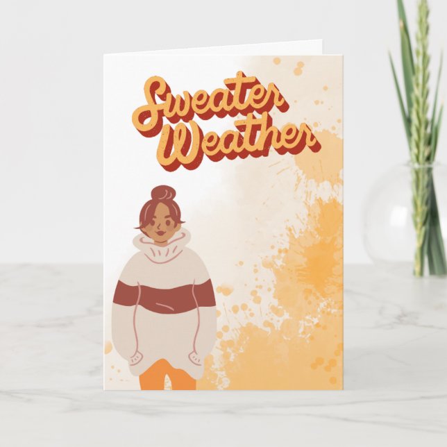 Retro-Pullover-Wetter Herbst und Herbst Karte (Vorderseite)